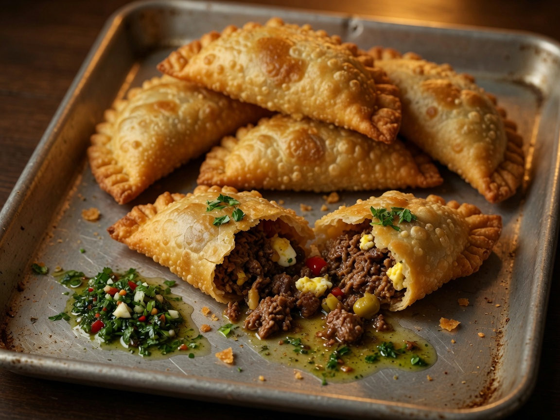Empanadas argentinas abiertas con chimichurri